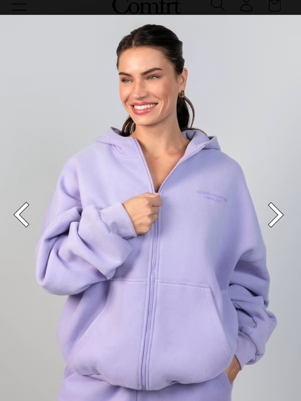 Comfrt pastel Lavender Zip-Up Hoodie - Women's Relaxed Pullover